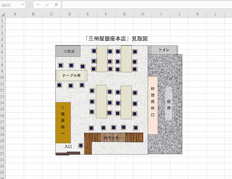 「三州屋銀座本店」1階エクセル画見取り図