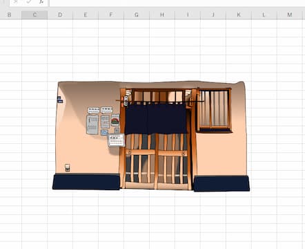 「三州屋銀座店」エクセル画作画過程初日