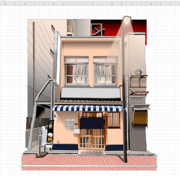 「三州屋銀座店」エクセル画作画過程4日目