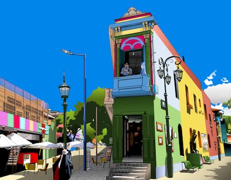 ブエノスアイレス、カミニートの街並みエクセル画制作過程6日目