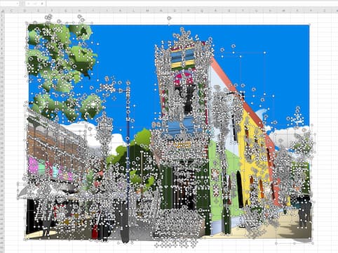 ブエノスアイレスの観光スポット、カミニートのエクセル画ドット版