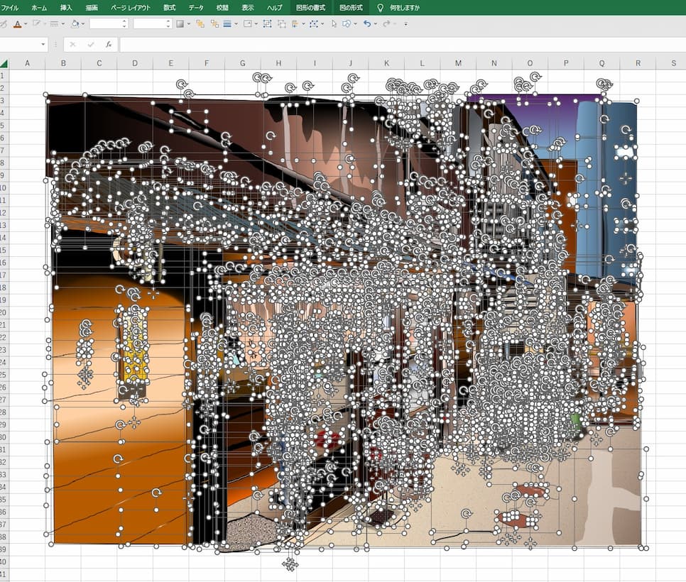マウスで描いた渋谷「立呑富士屋本店」のエクセル画イラストドット版