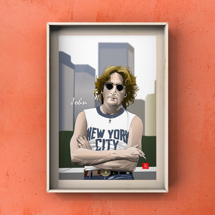 ジョン・レノン 作画 絵画『smaile number five Film』 John Lennon