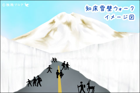 知床雪壁ウォークイメージ図