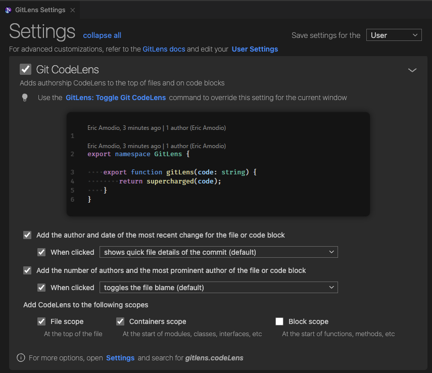 GitLens のおせっかいな表示を消す AR ホームベーカリー