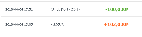 PeXワールドポイント申請