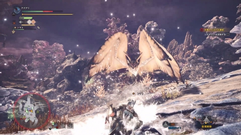 レイギエナのブレス(?)攻撃をくらったところ【モンスターハンター:ワールド】