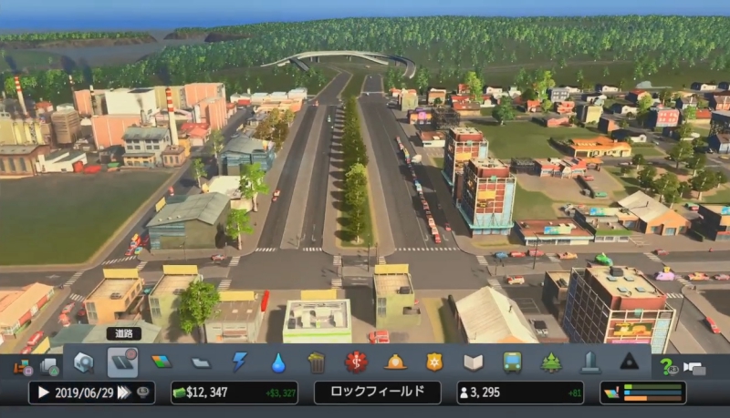 渋滞を起こしていた道路の交差点を無くし、より広い道路に改修した【シティーズ:スカイライン PlayStation4 Edition】