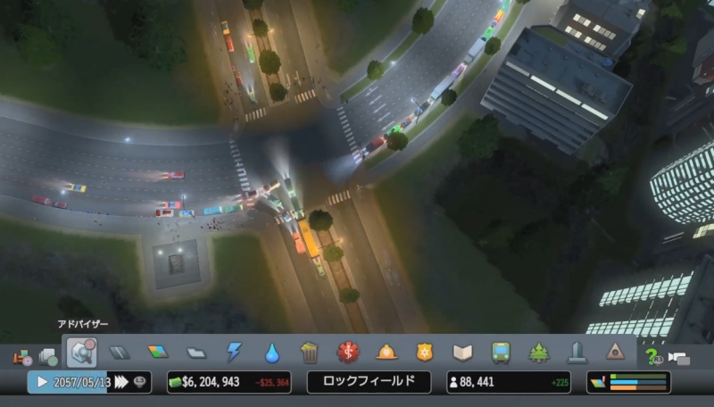 横断する歩行者で一時停止する車が多い交差点【シティーズ:スカイライン PlayStation4 Edition】
