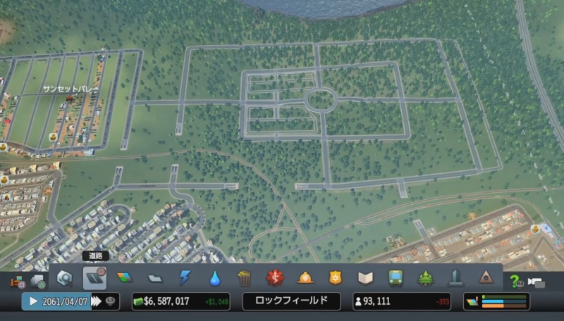 外周道路と環状交差点で8分割したエリアを作成【シティーズ:スカイライン PlayStation4 Edition】