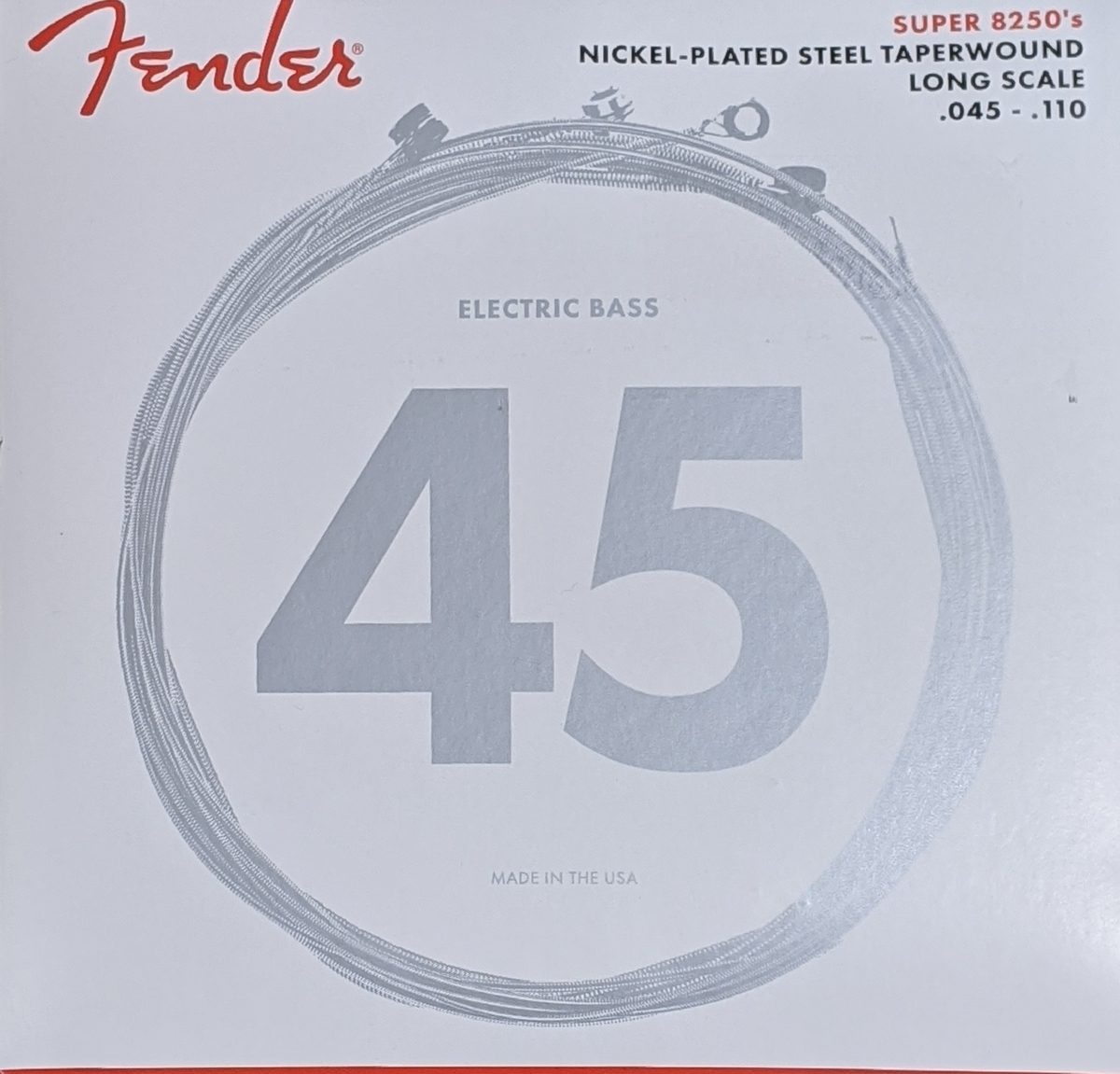 Cordes Basse Fender Super 8250M - 4 Cordes Nickelées - Tirant 045-110TW - Pour Rock, Funk - Taperwound
