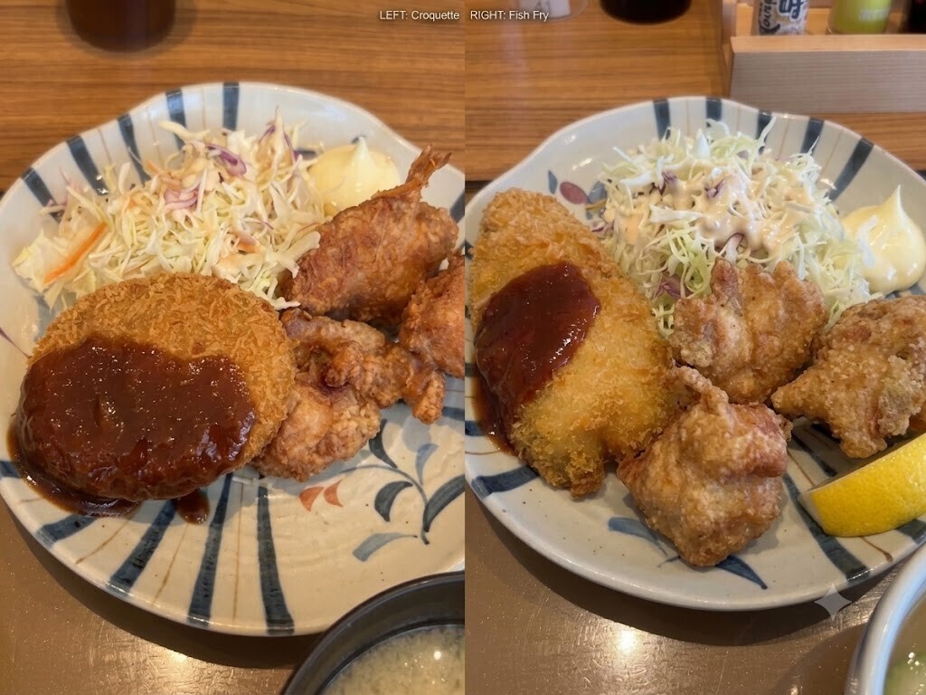 やよい軒のコロッケと白身魚フライ