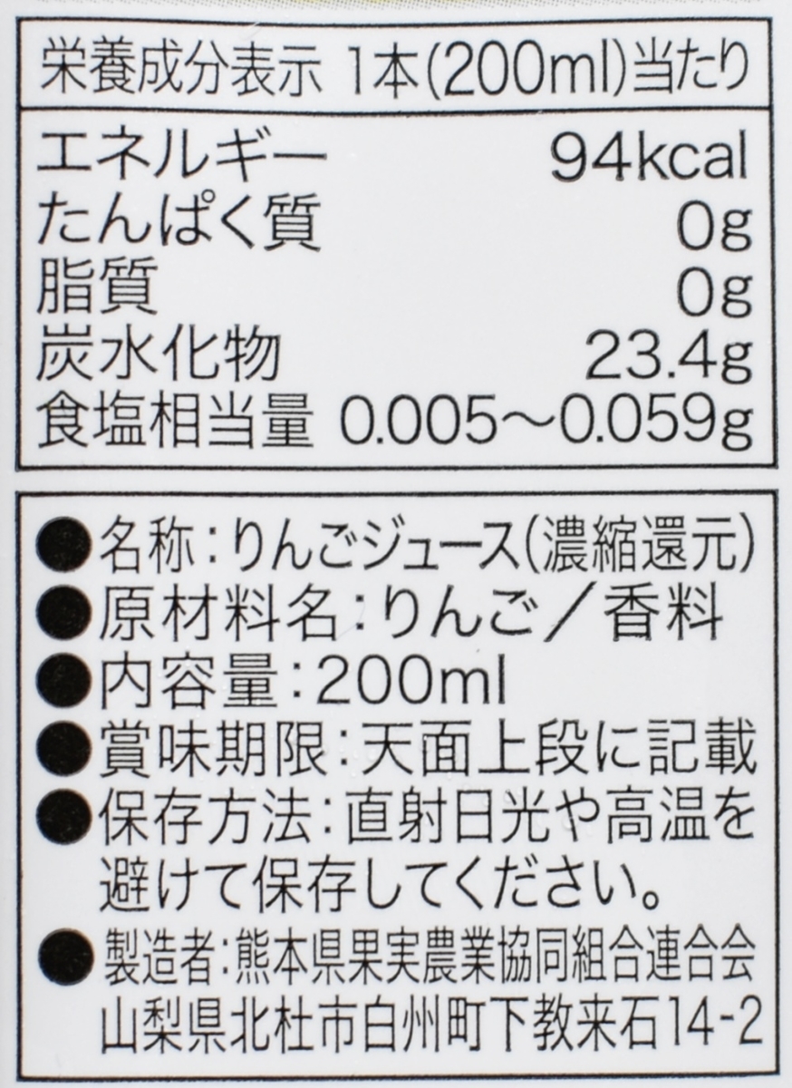 ミニッツメイド,レッド＆グリーンアップル100％,原材料名,栄養成分表示