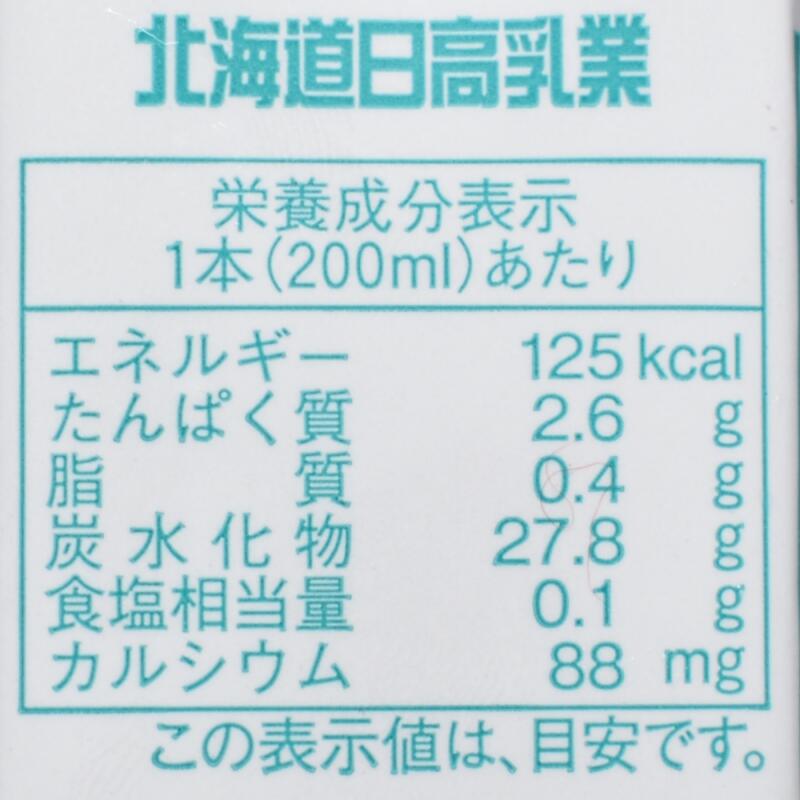 北海道日高乳業ヨーグルッペ,栄養成分表示