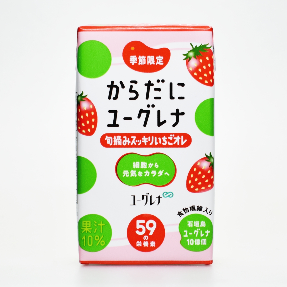 からだにユーグレナ 旬摘みスッキリいちごオレ,euglena strawberry au lait