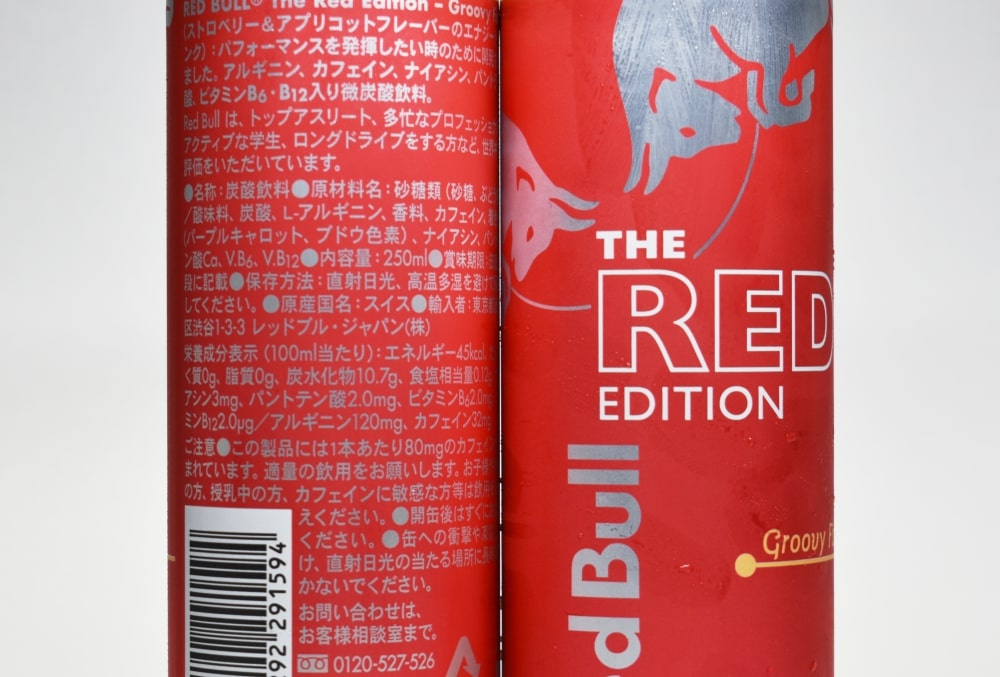 レッドブル レッドエディション,イチゴ,Red Bull Red Edition Groovy Fizz,原材料名,栄養成分表示