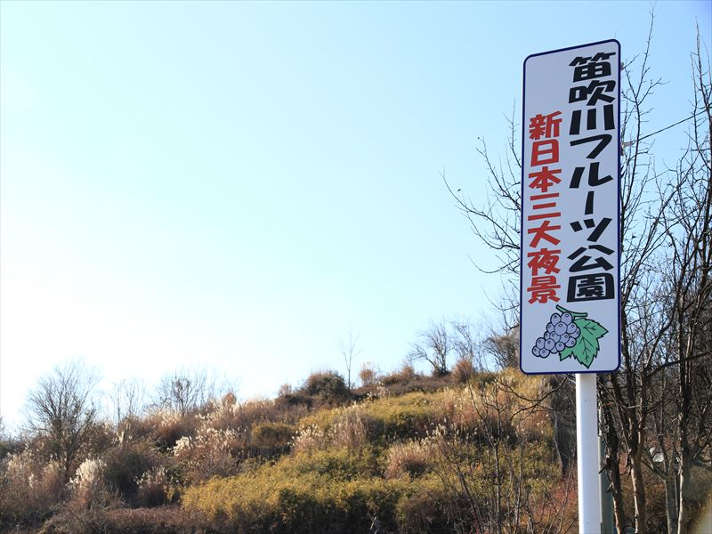 笛吹川フルーツ公園の看板