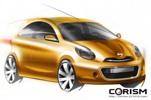 【スクープ！ コレが日産 新型 マーチ！？】日産から2010年発売される新型コンパクトカーのイメージスケッチ[エクステリア]