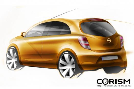 【スクープ！ コレが日産 新型 マーチ！？】日産から2010年発売される新型コンパクトカーのイメージスケッチ[リアビュー]