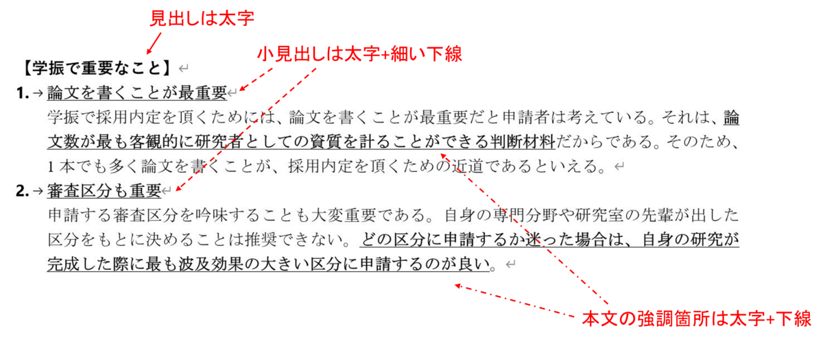 学振申請書のフォントの例2
