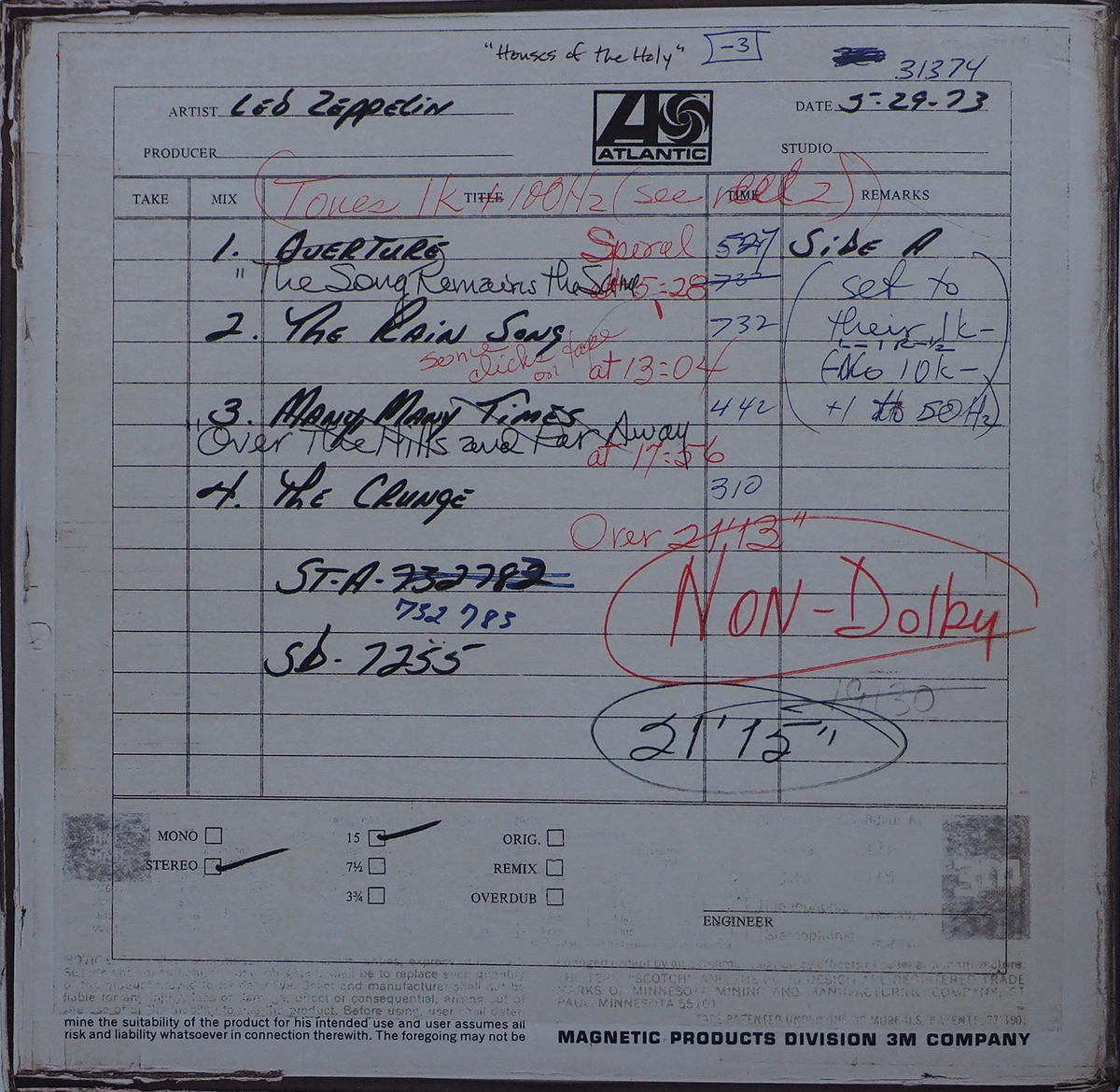 Reels Of The Holy 18 : マスタリングとカッティング - LED ZEPPELIN 