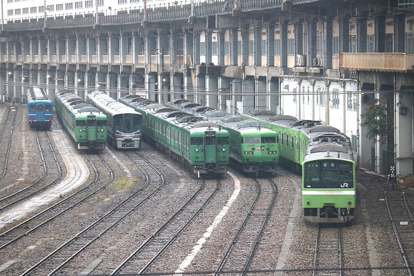 宮原支所に引退した国鉄型車両が留置【113系,117系,201系など】 - て
