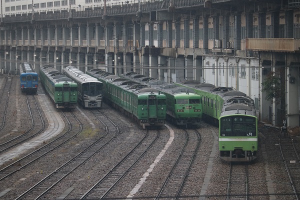 宮原支所に引退した国鉄型車両が留置【113系,117系,201系など