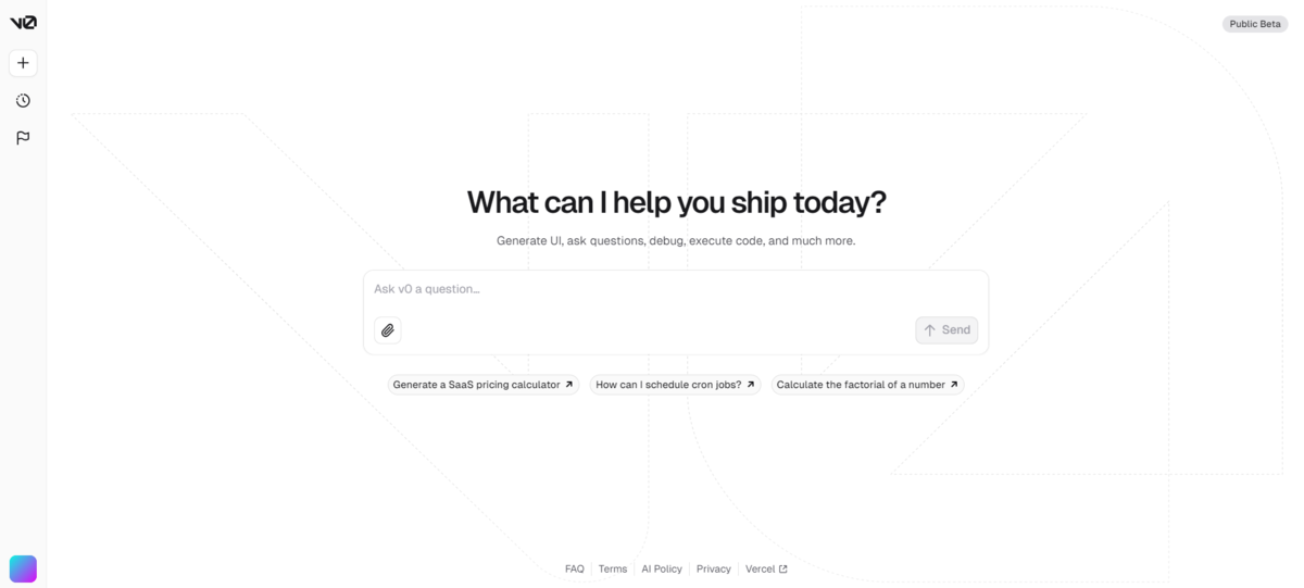 アプリやサイトのUIデザイン・コード生成AIサービス「v0」紹介 - ノー