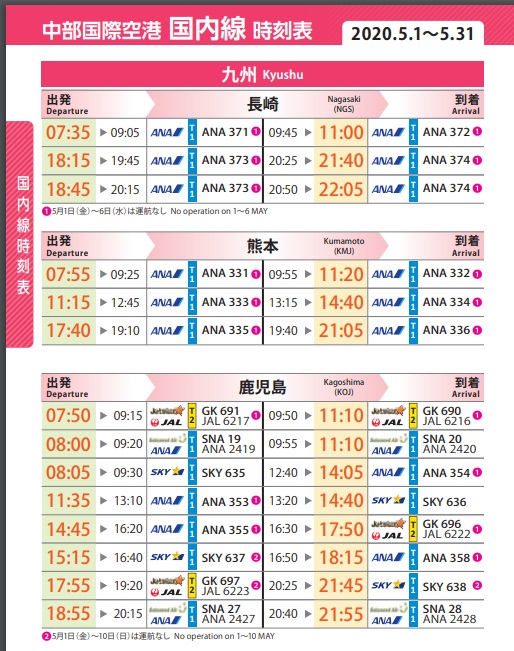 中部空港 セントレア発着の国内線時刻表と航空会社 Chikamie