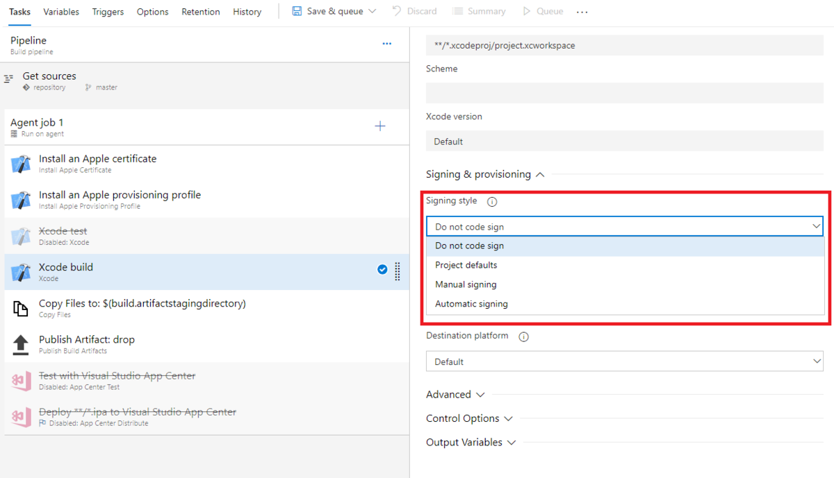 Sigining style の選択