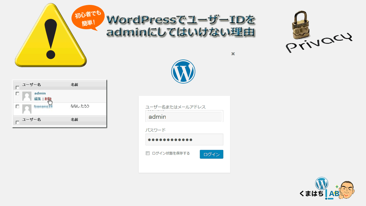 ユーザーIDをadminにしてはいけない理由