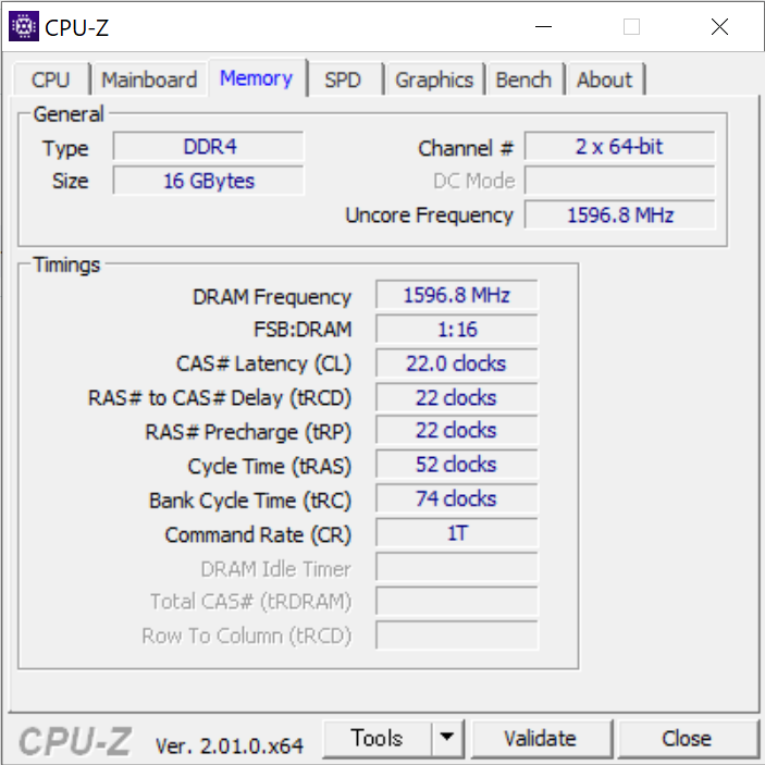 CPU-ZによるLegion 560 Proのメモリの情報