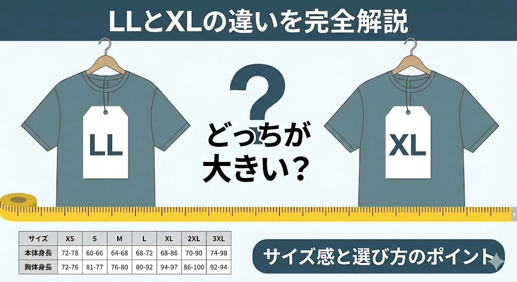 LLとXLの違いは？どっちが大きいのかを徹底比較【サイズ早見表付き