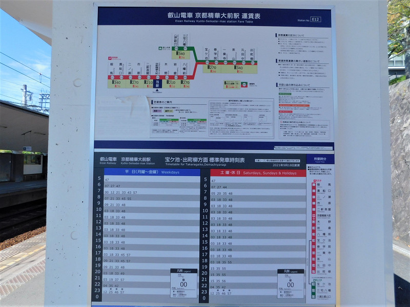 京都精華大前駅運賃表など