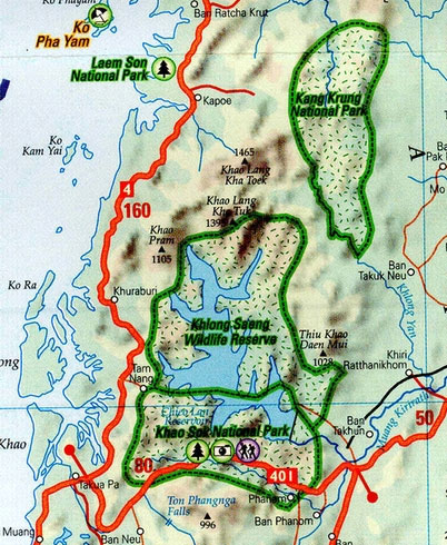 Map of Khao Sok National Park