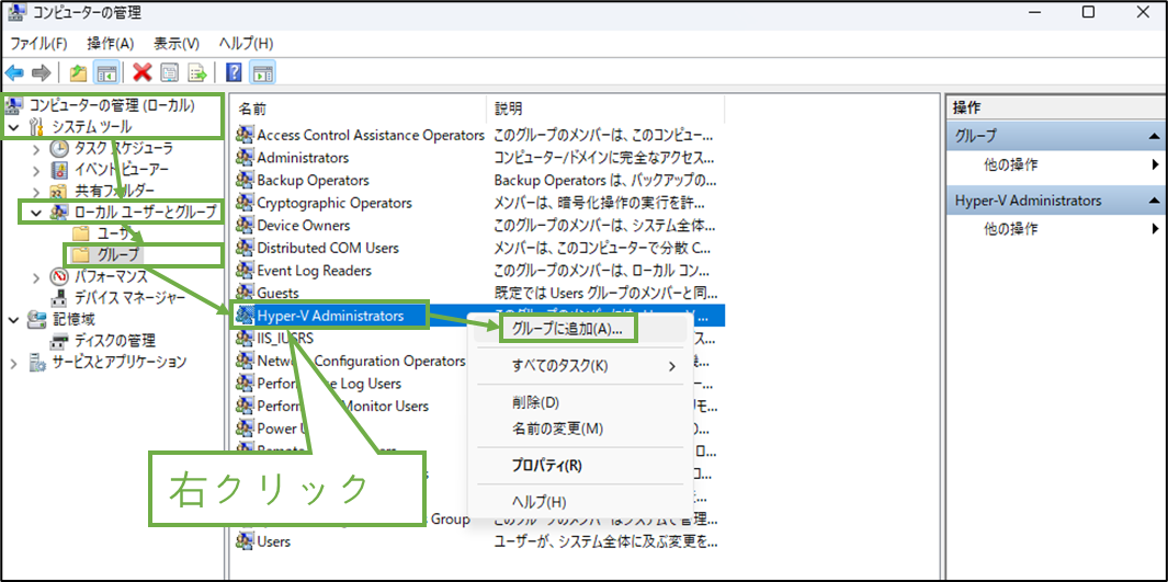 図表2-2 一般ユーザーのHyper-V管理者化