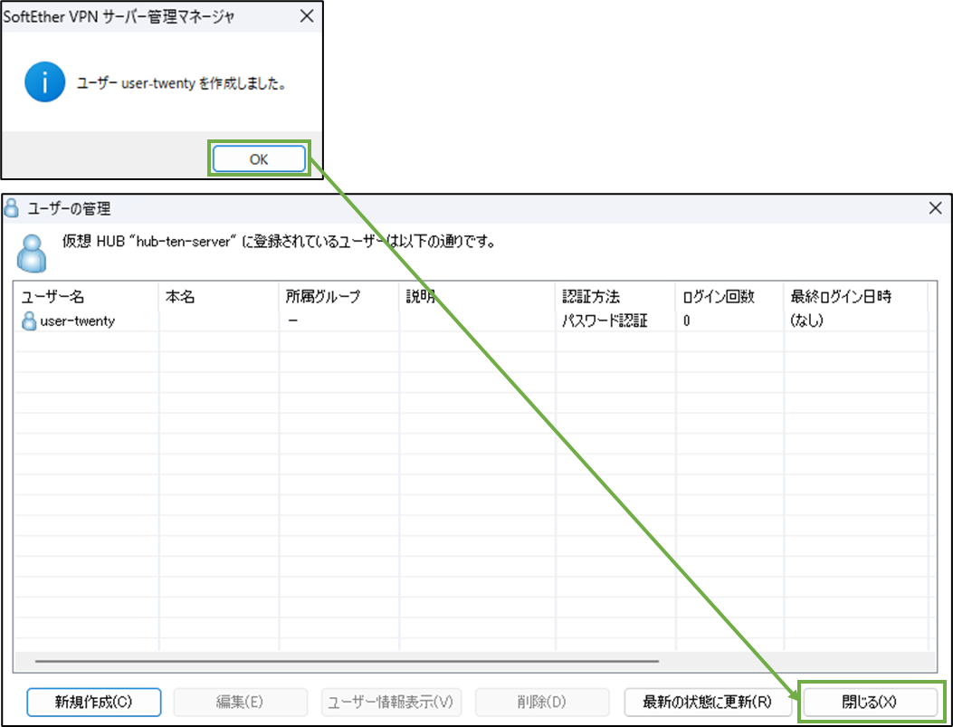 図表4-9 サーバー用PC ユーザー作成の完了