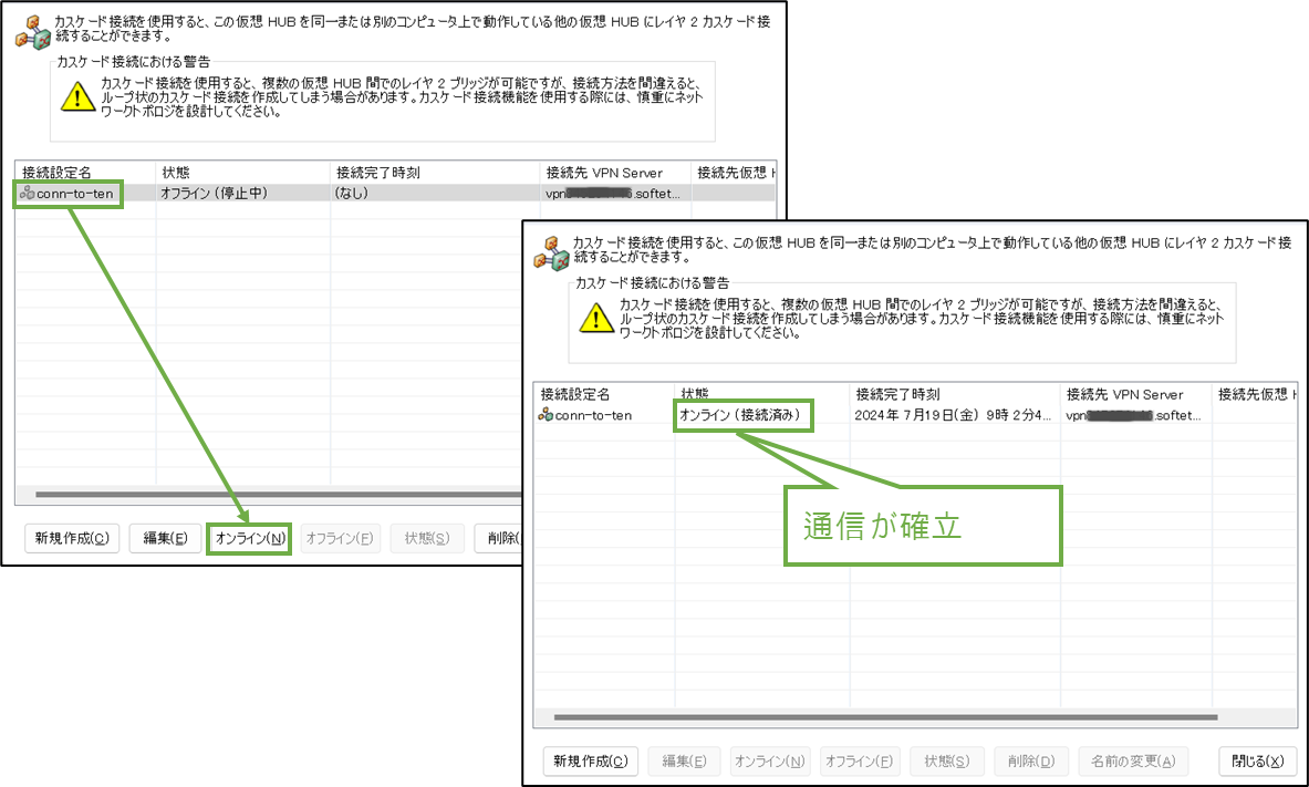図表5-14 ブリッジ用PC カスケード接続の起動