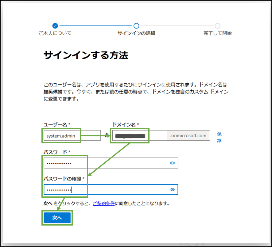 図表2-7 Entra ID P1試用開始(システム管理者情報)