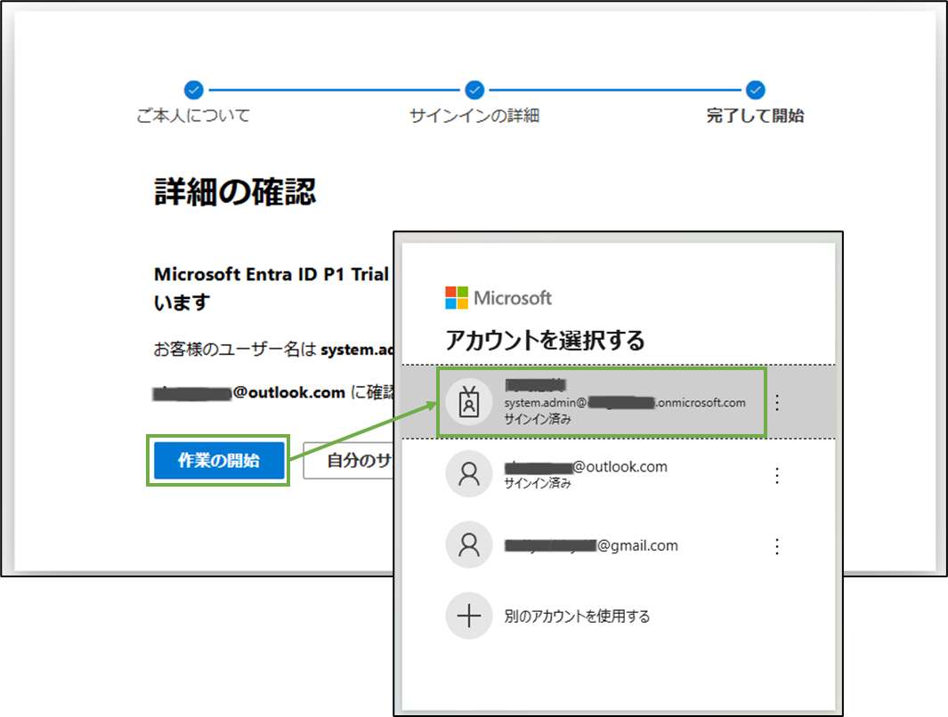 図表2-9 Entra ID P1試用開始(管理者でサインイン)