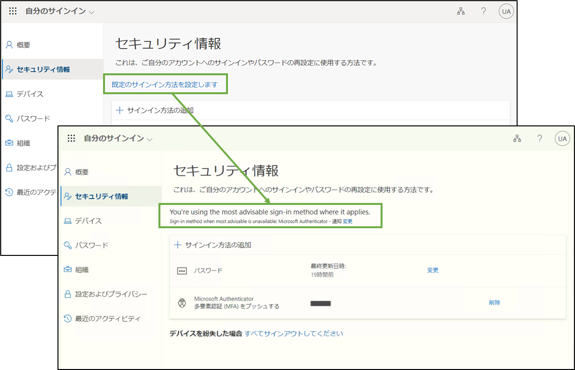 図表5-13 ユーザー操作(既定のサインイン方法の指定)