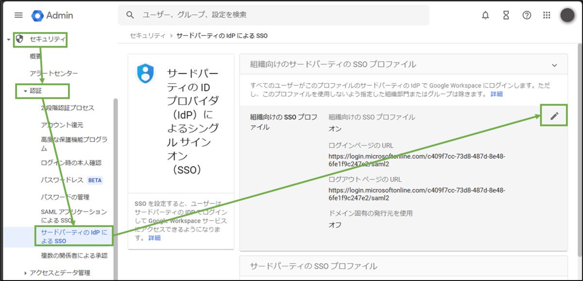 図表9-5 SAML証明書更新(Google証明書更新へ)