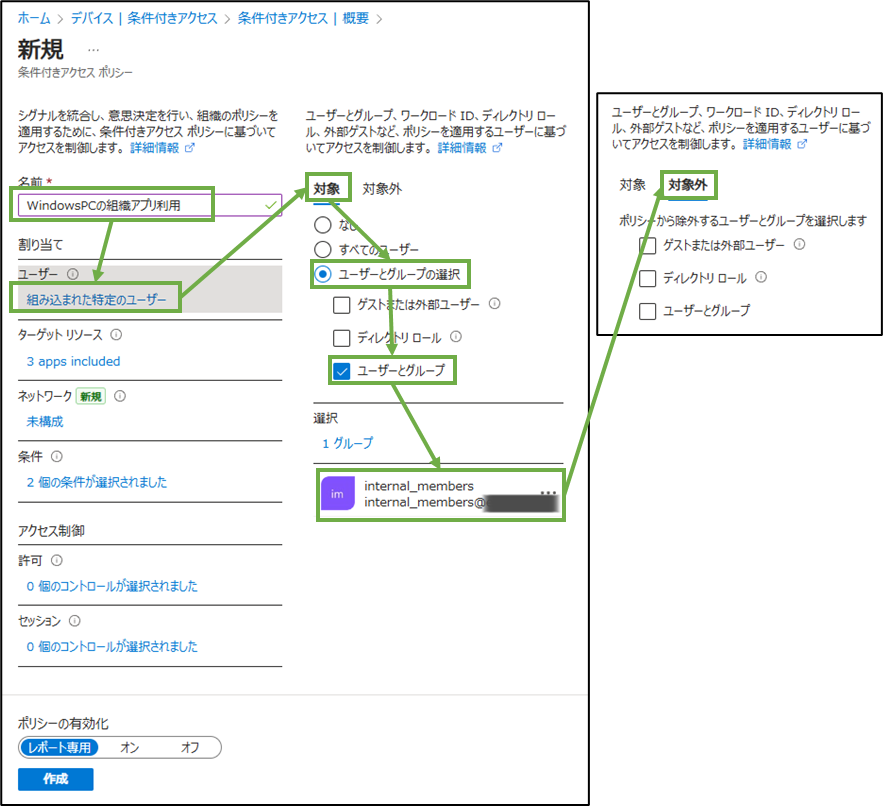図表5-3 条件付きアクセスポリシー作成(名前,ユーザー)