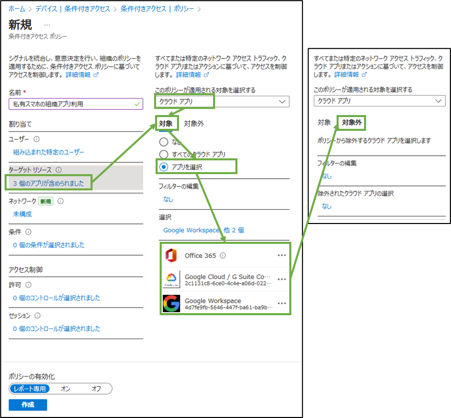 図表5-3 条件付きアクセスポリシー設定(ターゲットリソース)