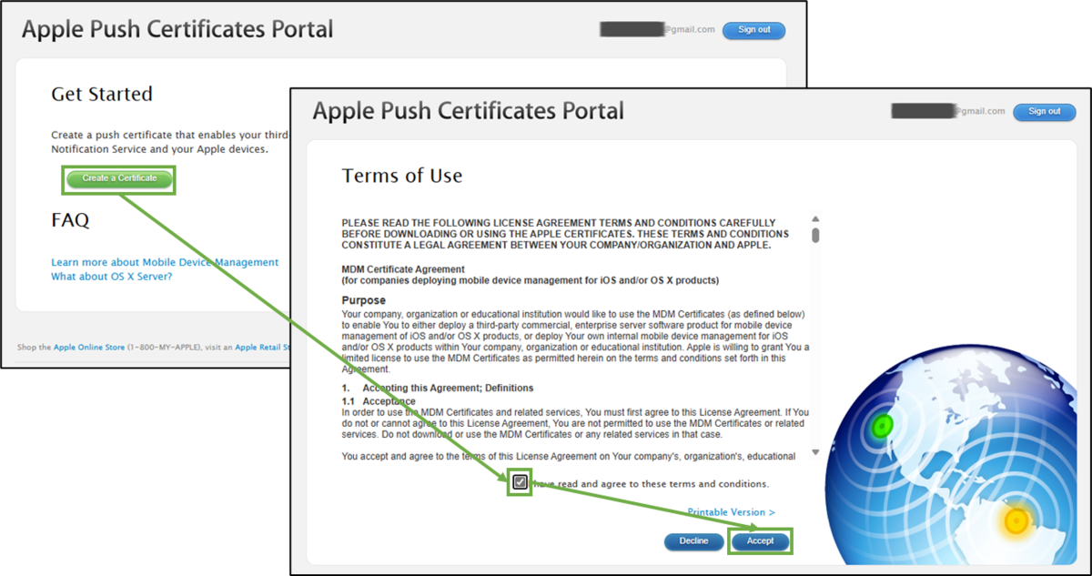 図表3-5 Apple MDM プッシュ証明書設定(証明書作成)