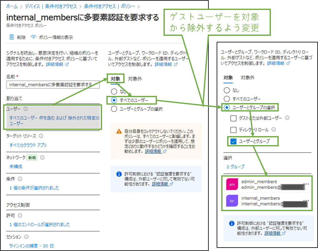 図表2-9 多要素認証の対象からゲストユーザーを除外