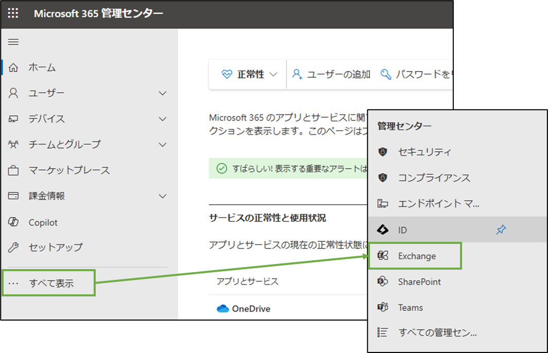 図表3-5 Exchange管理センターへ