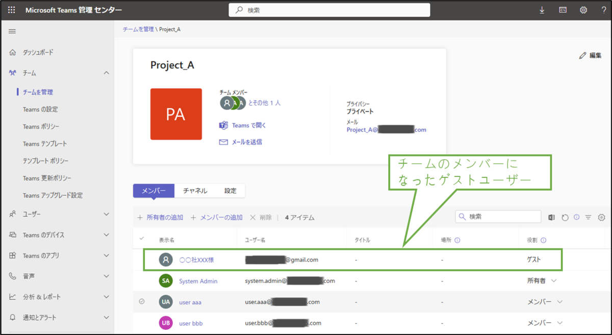 図表4-4 Teamsのチームメンバーの確認