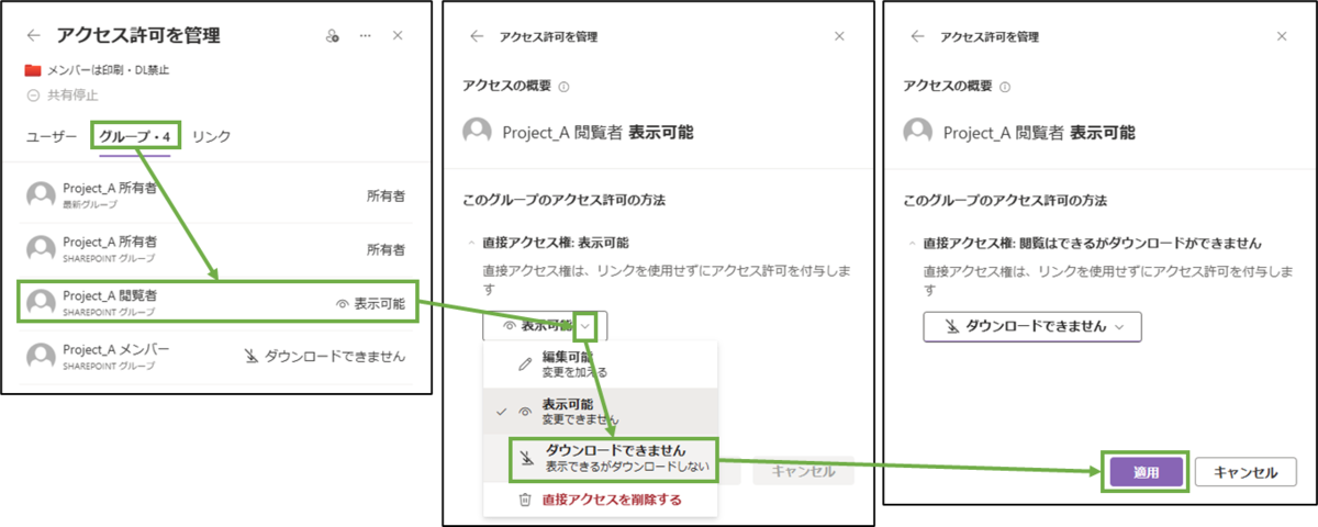 図表2-4 フォルダーの共有設定(閲覧者-DL禁止)