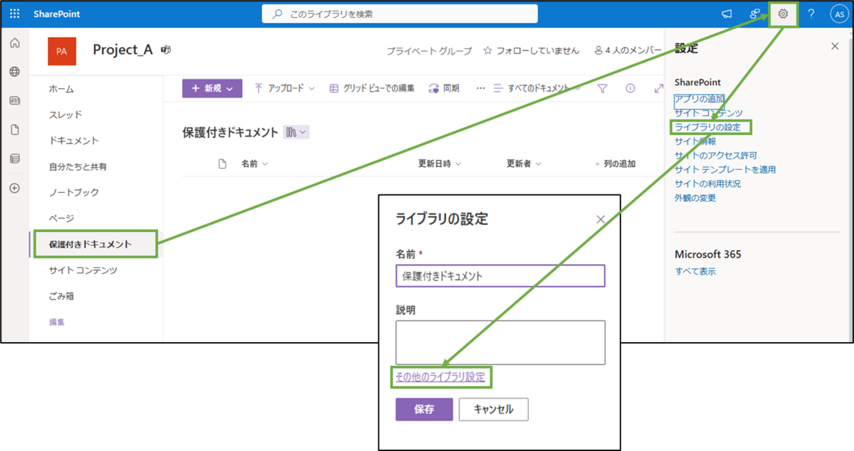 図表6-6 IRM用ドキュメントライブラリの設定へ